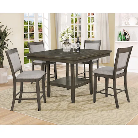 Counter Height Table with Lazy Susan and Upholstered Chair Set